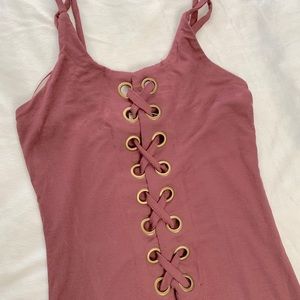 Plum lace up Bodycon tight dress NWT